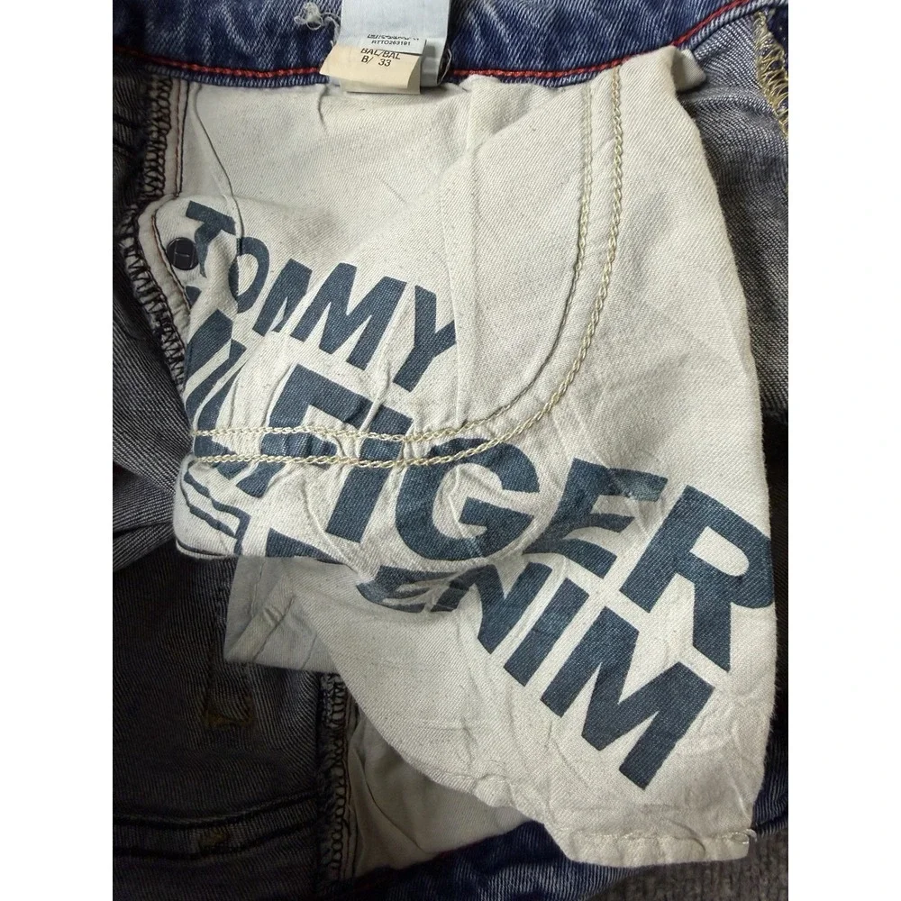 Tommy Hilfiger Denim Jeans Men 32x30 Skinny Moulante Pocket Crest Distressed Y2K